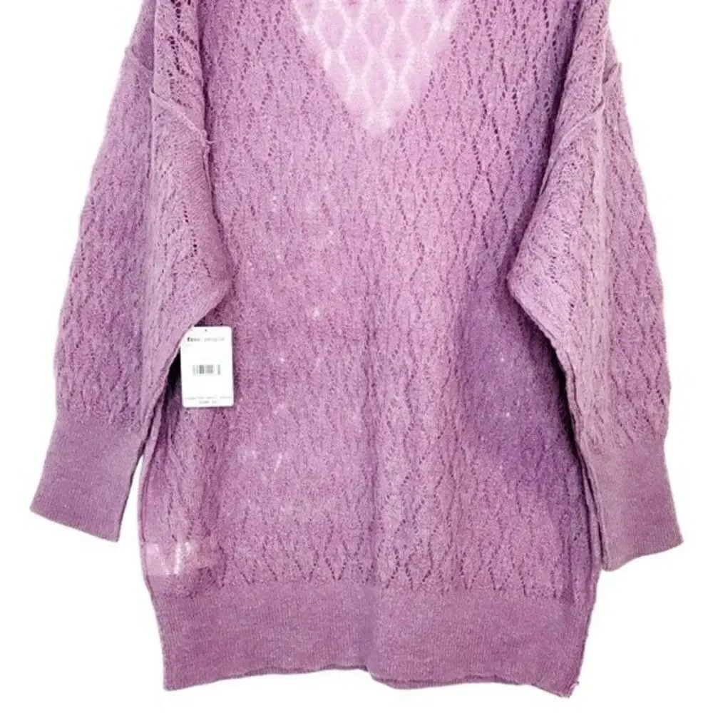 New! Free People Say Hello Wool Alpaca Knit Open Stitch Oversized Sweater